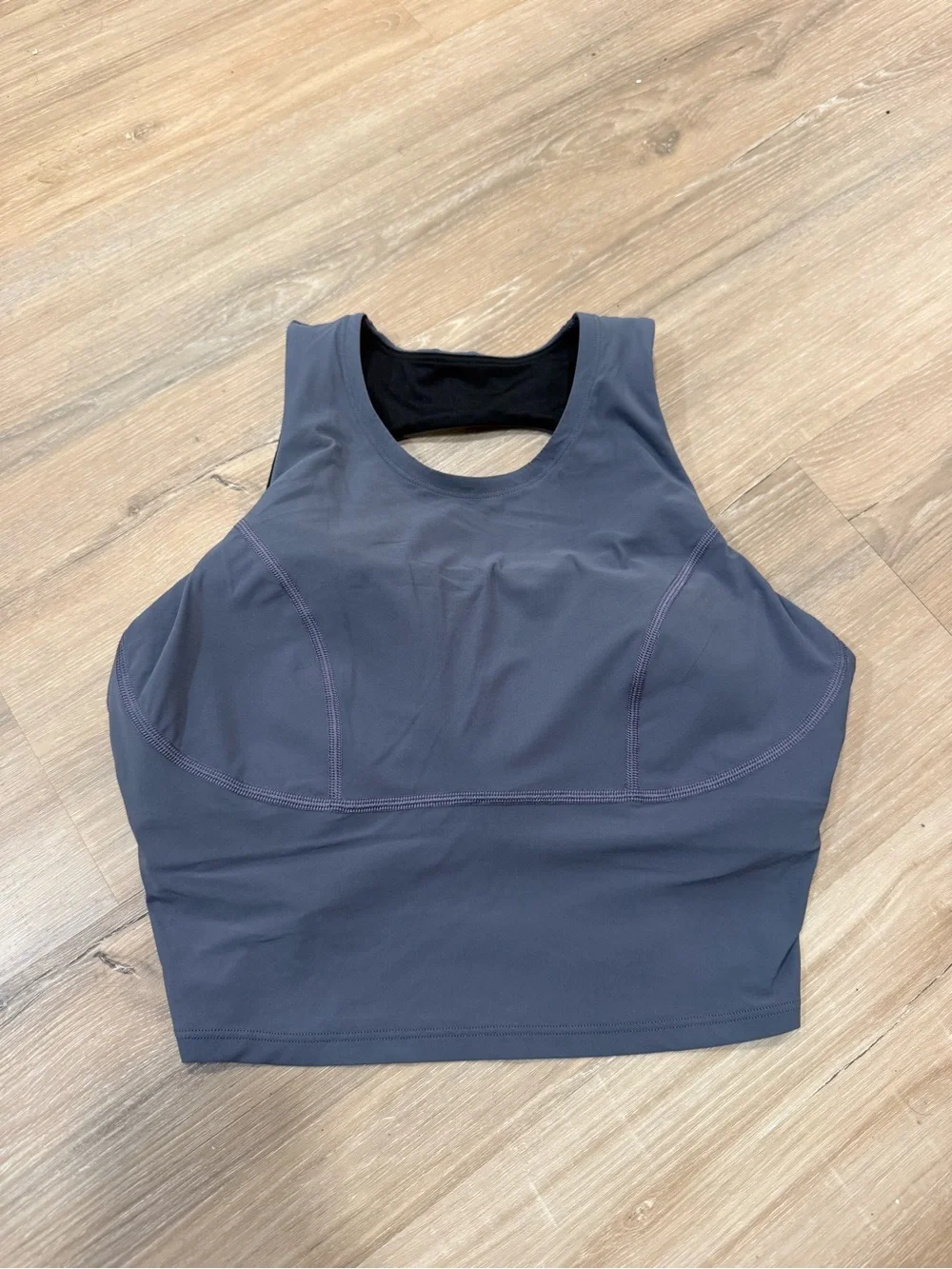 Lululemon High-Neck Cropped Sports Bra Tank Top - Charcoal - Picture 1 of 3